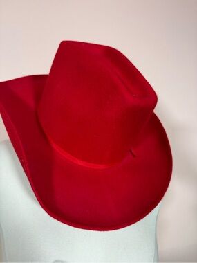 Vintage Rockmount western red wool felt weatherized Red Cowboy Hat size 7